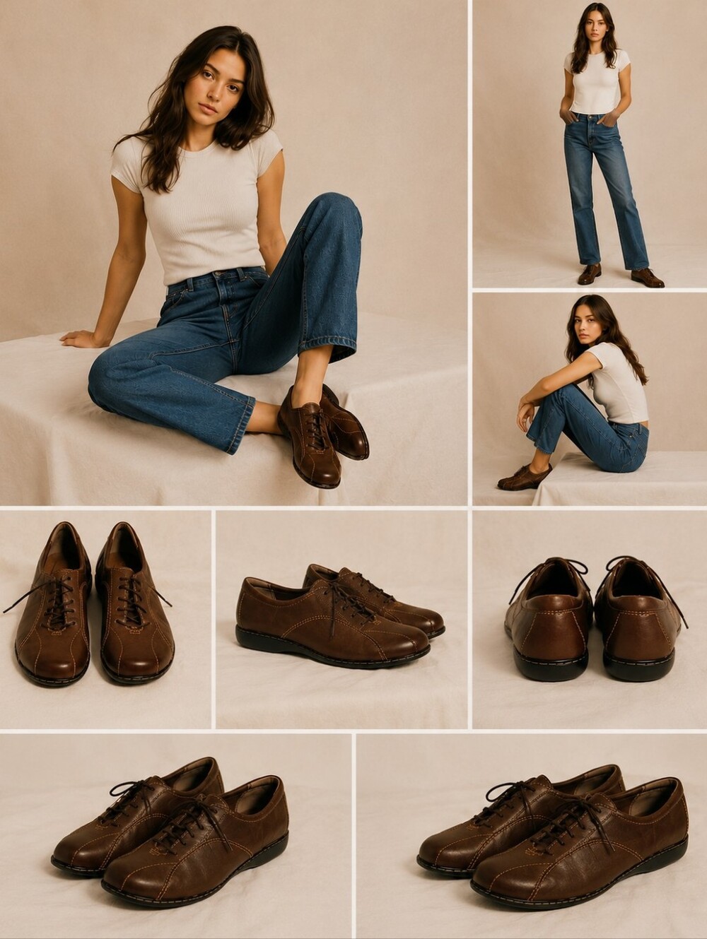 🫑Clarks Bendables Brown Leather Lace-Up Shoes – Women's Size 9W
